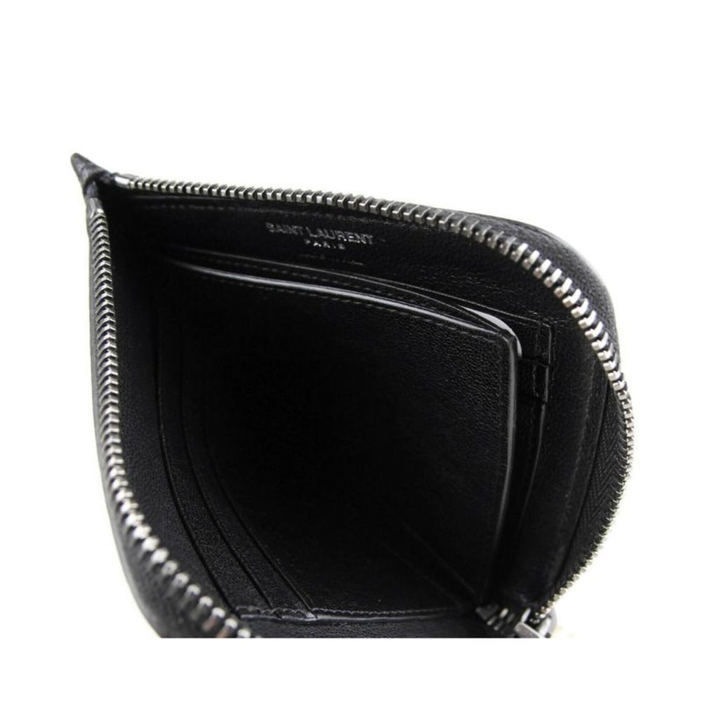 Saint Laurent Men's Black Leather Zip Around Wallet With Silver Stars 417797 - Picture 6 of 7